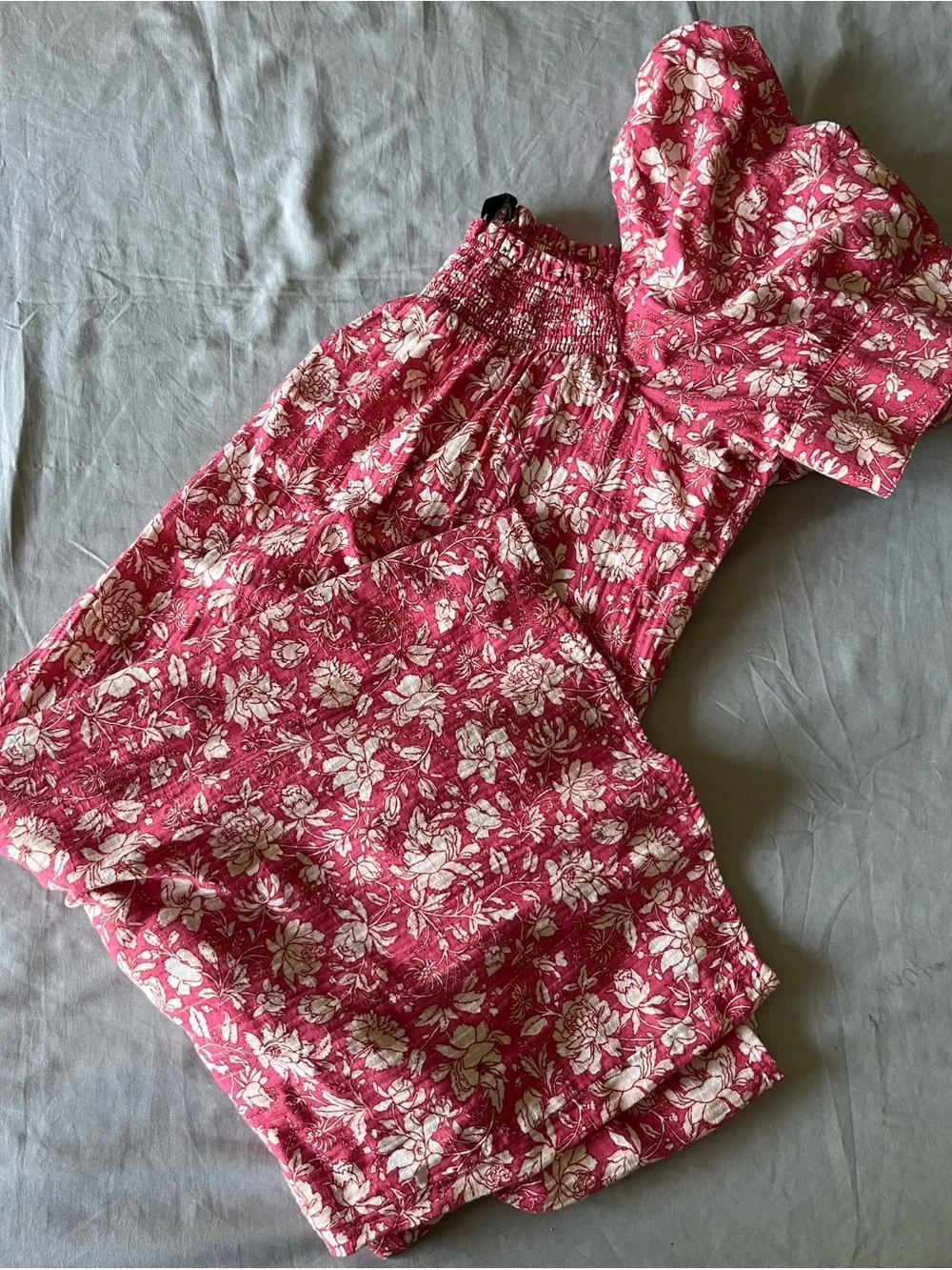 J Crew Afternoon Dress Tossed Floral XL Pink Puff Sleeve Mini Sundress Cotton - Picture 5 of 7